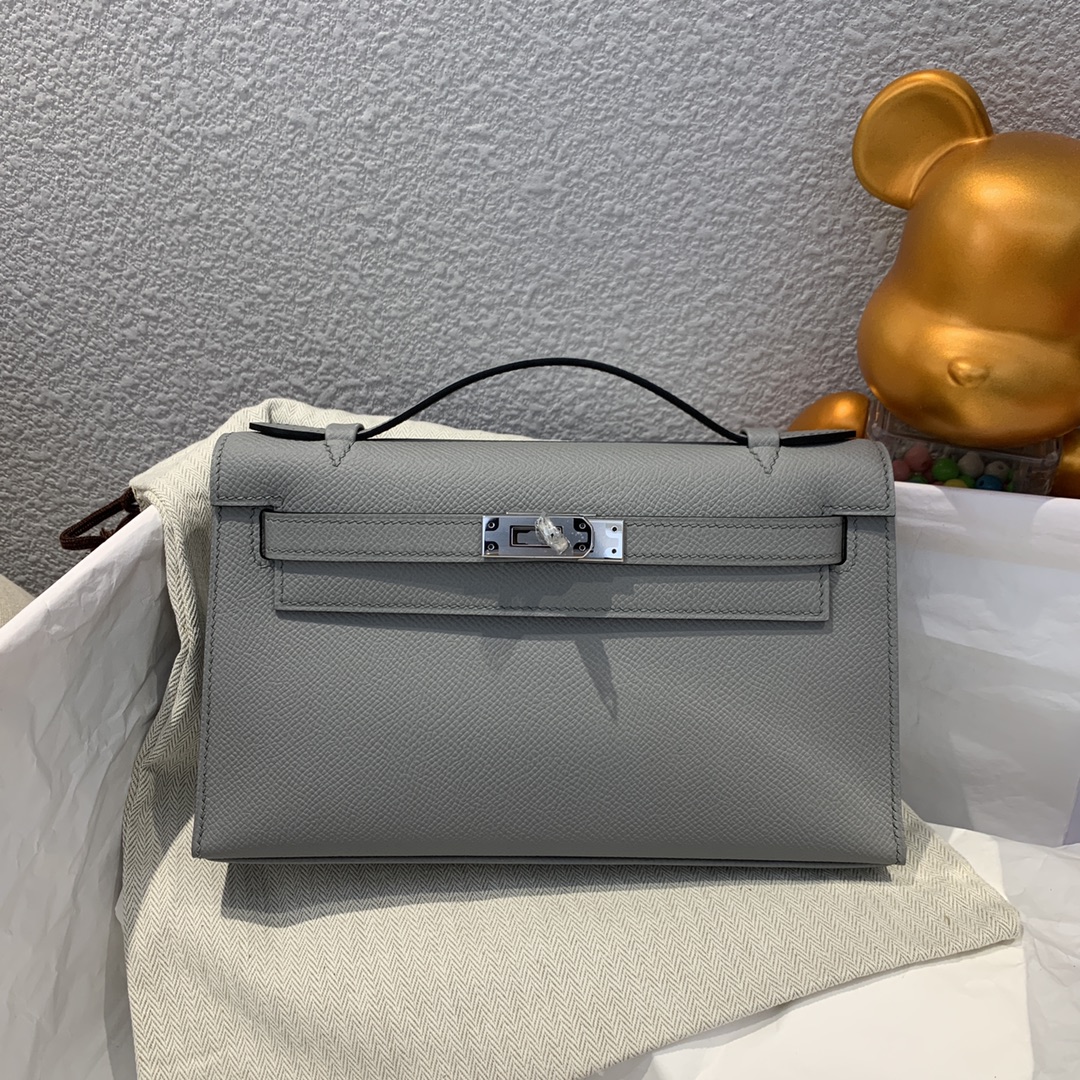 에르메스 미니 켈리백22 그레이 은장 앱송